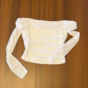 White Off-Shoulder Long-Sleeve Women's Top